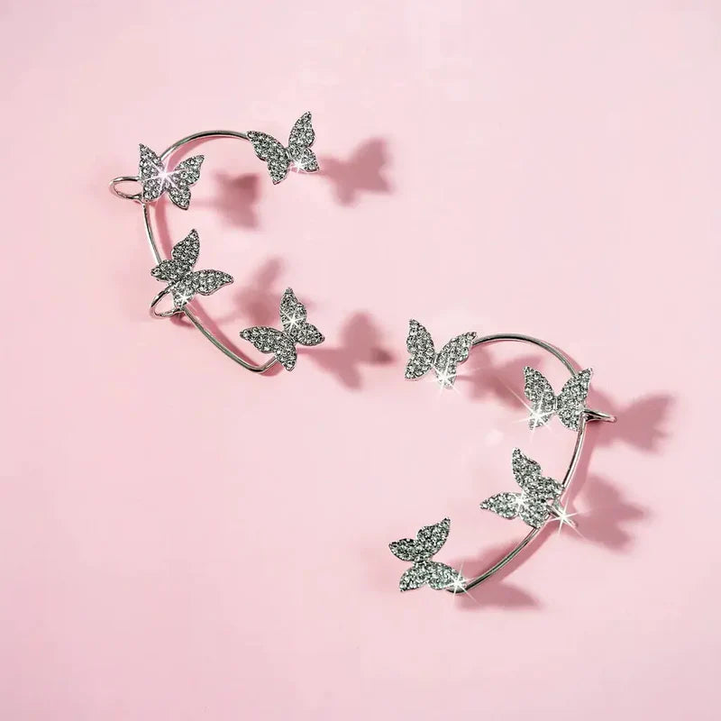 Crystal Butterfly Cuff Earrings (PAIR)
